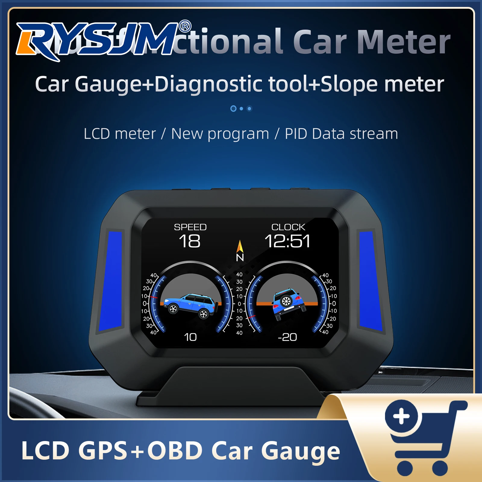 Car Slope Meter OBD Head Up Display GPS Speedometer Tachometer Water Temp Oil Temp On Board Computer Auto Electronic Accessories