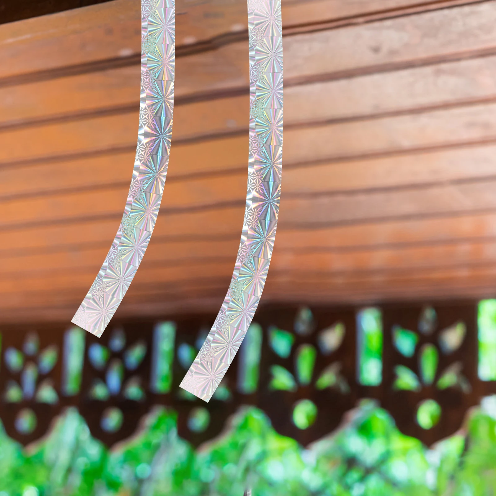

2pcs Bird Repellent Ribbon Reflective Scaring Tape for Balcony Orchard Long Length PET Keeps Birds Away Garden Decorative