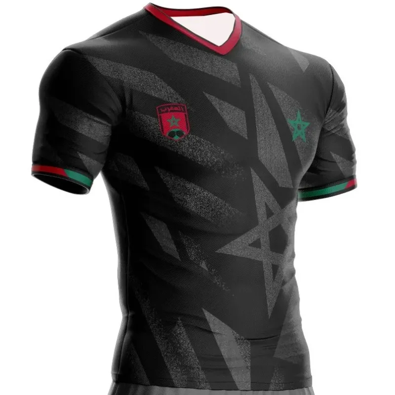 قمصان مشجعي كرة القدم الأفريقية المطبوعة ثلاثية الأبعاد، قمصان بأكمام قصيرة ورقبة على شكل حرف V، قمصان تدريب يومية بأكمام قصيرة لكرة القدم #1