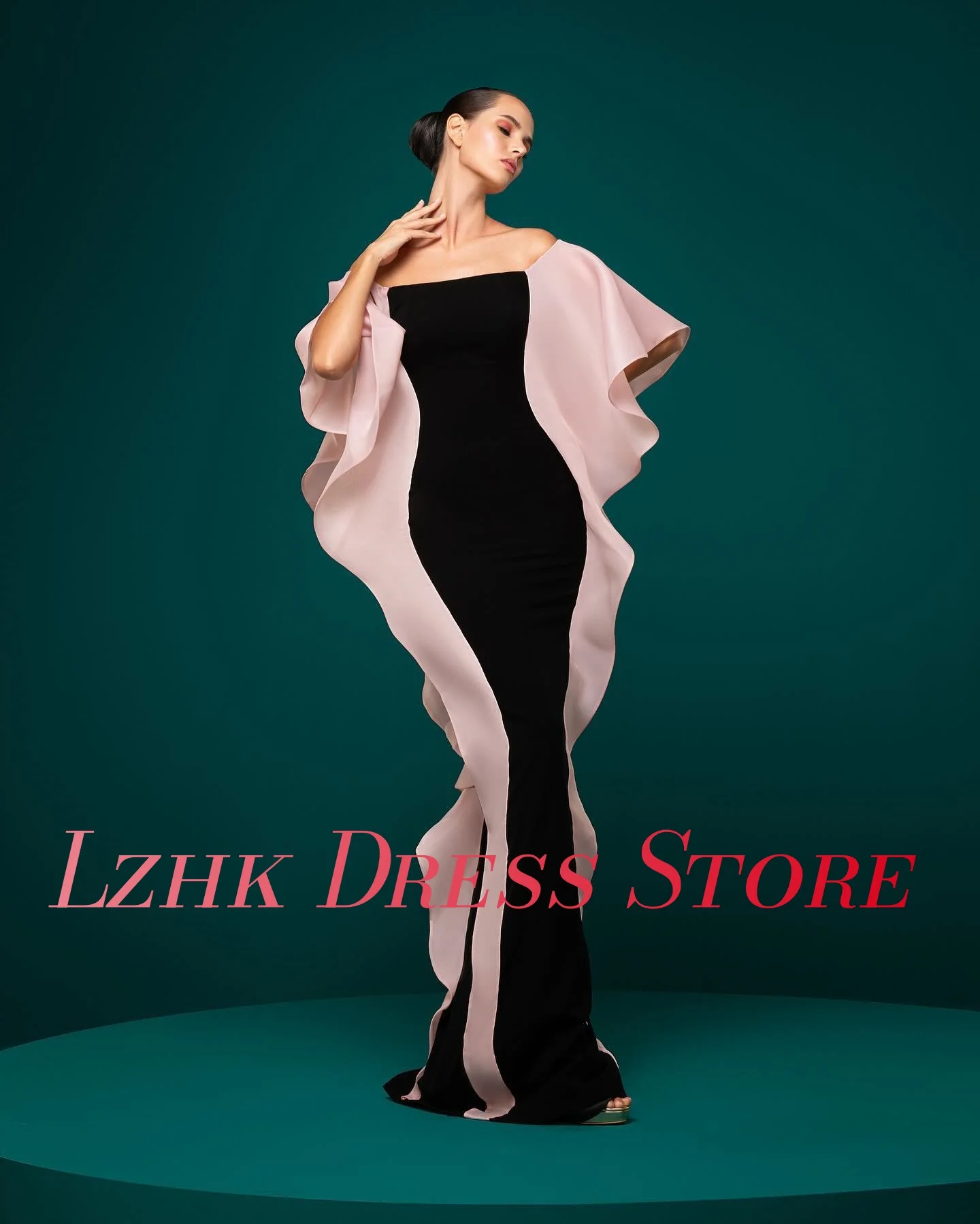 Robe de soirée sirène en velours, personnalisée, Sexy, épaules dénudées, volants, haute qualité, demi-manches, longueur au sol, robes de bal