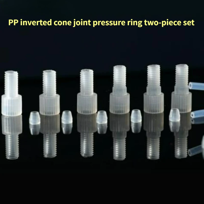 1 Sets PP Inverted Cone Joint Pressure Ring Two-piece Set 1/4-28NFT M6 PTFE Hard Pipe Joint Can Be Customized