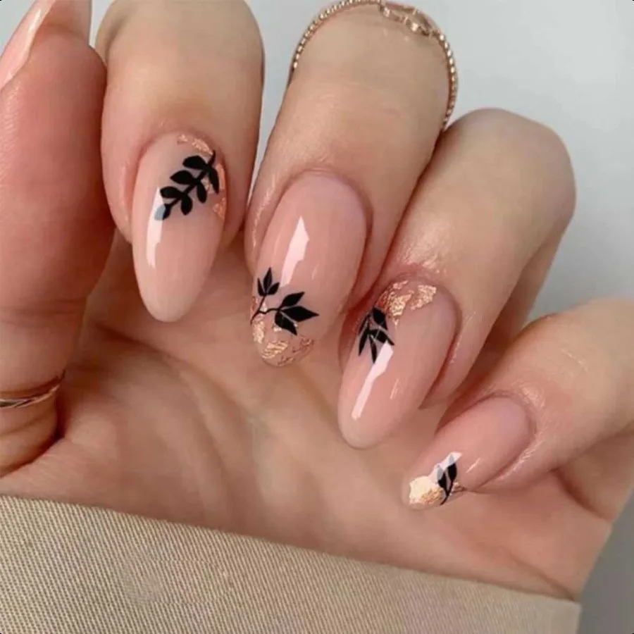 

Medium Length Almond Pr on Nude Acrylic Nails for WomenArtificial Jelly Glue Sticker on Nails Abstract Fake Nails for Nail Art