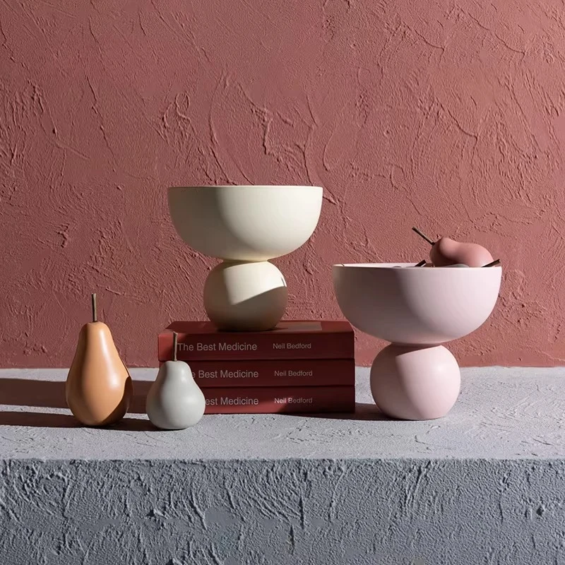 Decorative Tray Storage Fruit Tray Living Room Tea Table Kitchen Dining Table Model Room Cream Style Simplicity