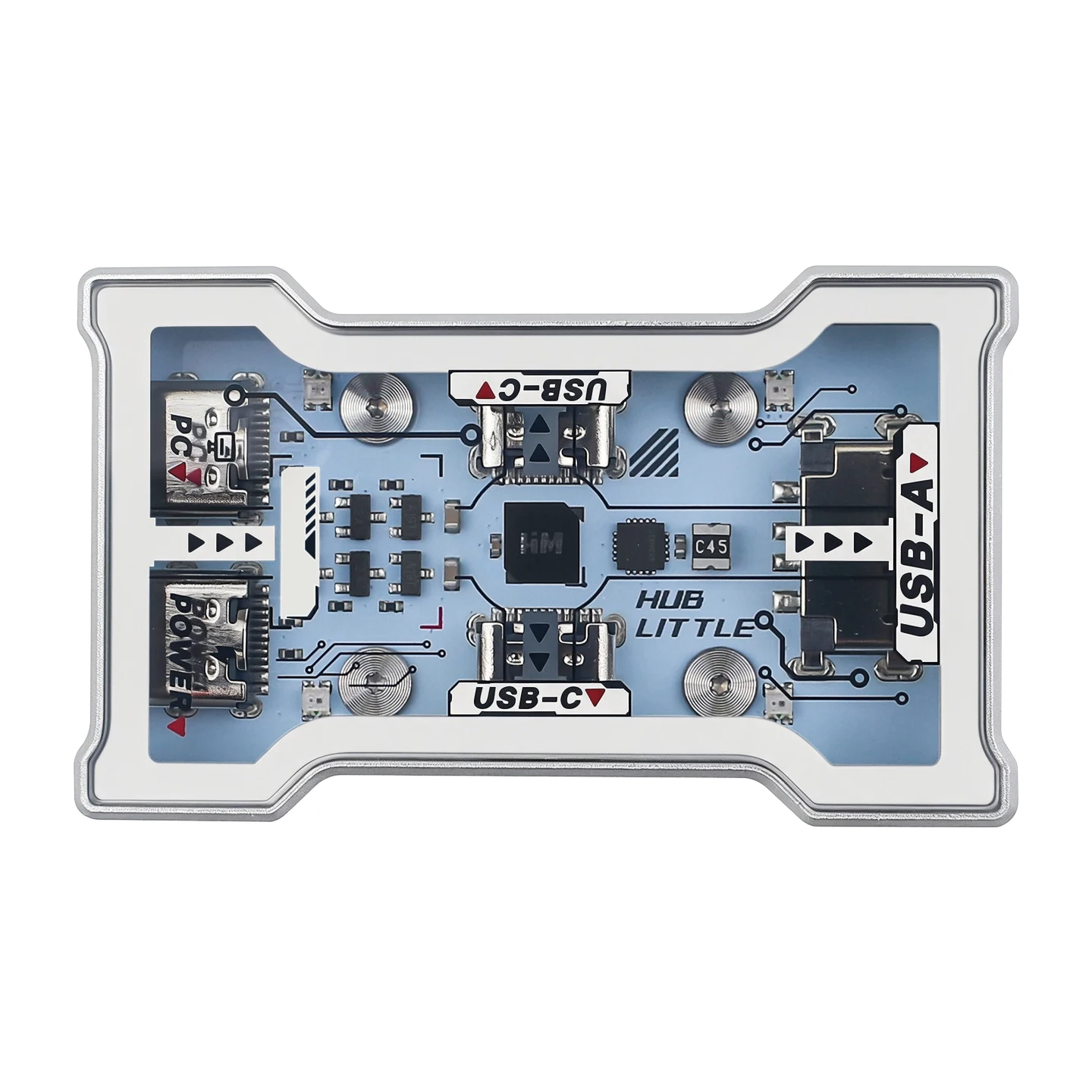 HMLAB HUB Little 2-To-3 Output Gaming True 8K High Speed 480Mbps MTT Architecture USB HUB with Aluminum Frame RGB Ligh