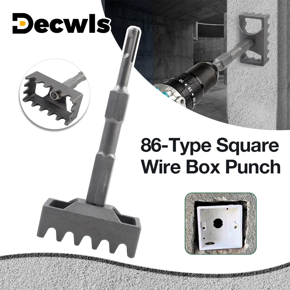 Type 86 Junction Box Punch, Rectangular Slotter, Electrician Punching Tool, Power Tool Accessory, For Electric Hammer/Power Tool