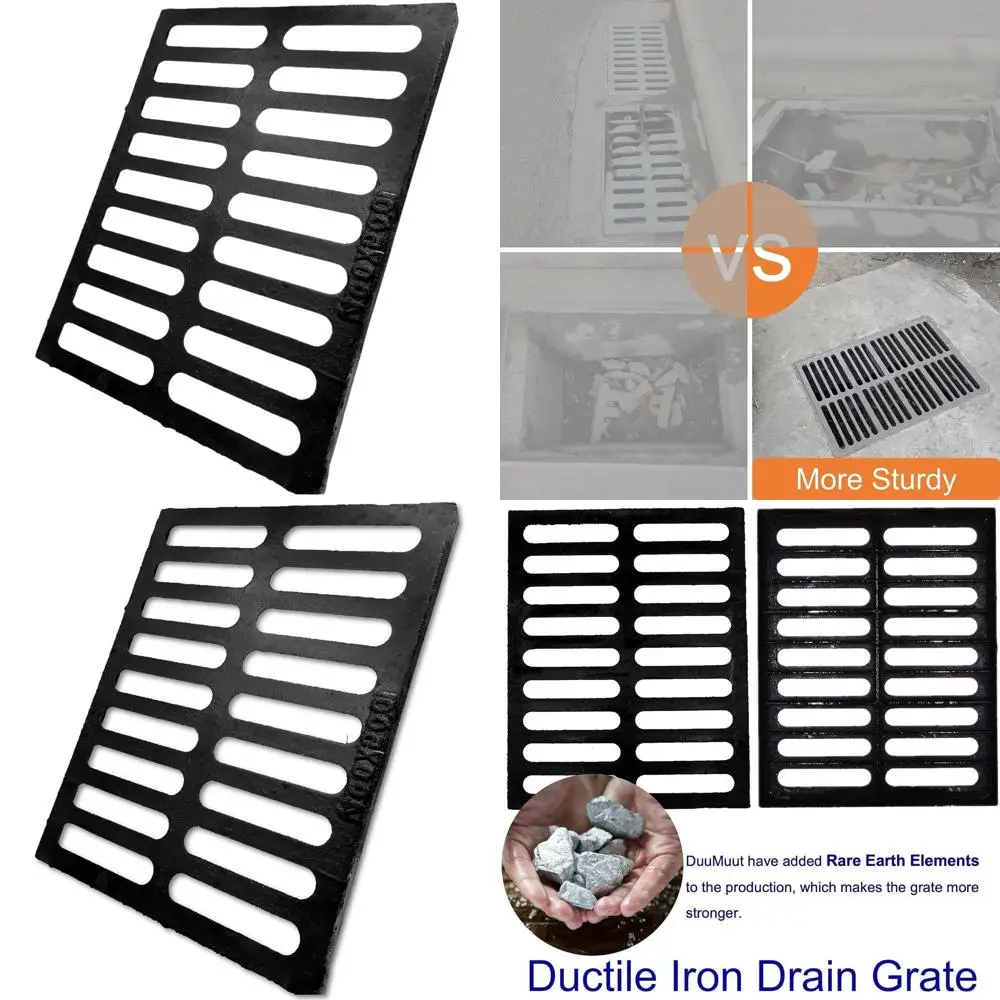 

Heavy-Duty 20x16 in Outdoor Trench Drainage Grate, Black, A-Class 3372 lbs Cast Iron Cover