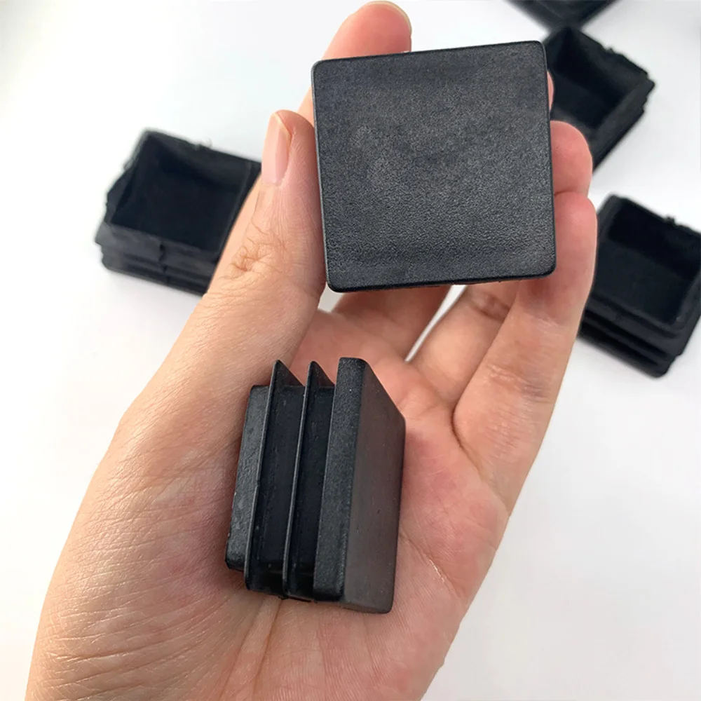 12pcs Top Sale Guaranteed Quality Rectangular Tube Plug Plastic Pipe End Caps for Steel Tube 50/40/35/19mm Black Square Plug
