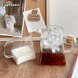 350/550ml Glass Pitcher Milk  Mini Pitcher Transparent Coffee Pitcher Glass Tea Milk Pourer Glass Creamer Pot