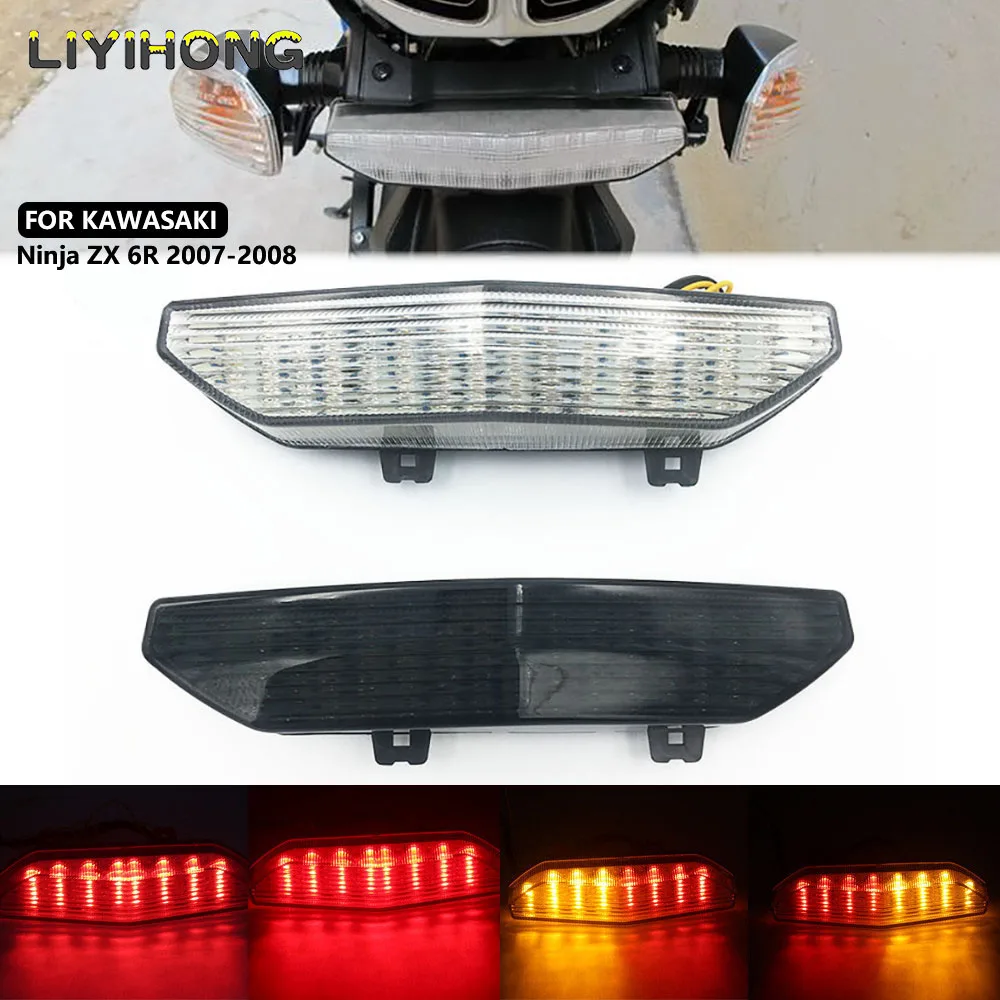 

For Kawasaki Ninja ZX-6R ZX6R 2007 2008 Rear Tail Light Brake Turn Signals Integrated LED Light ZG14 CONCOURS ZRX1200 DAEG