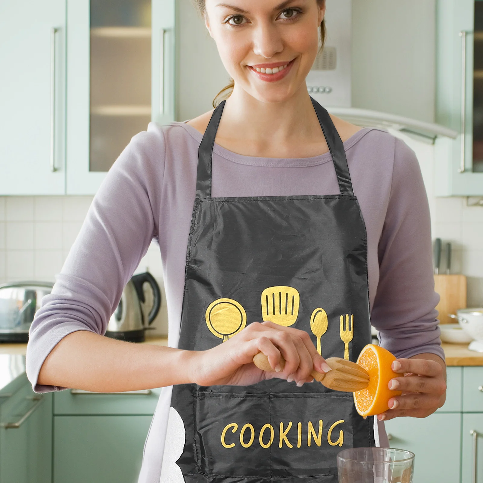 

2pcs Kitchen Apron For Women Waterproof Oil-Proof Baking Cooking Grilling Bbq Dish Washing Cleaning Workwear Chef Pockets Design