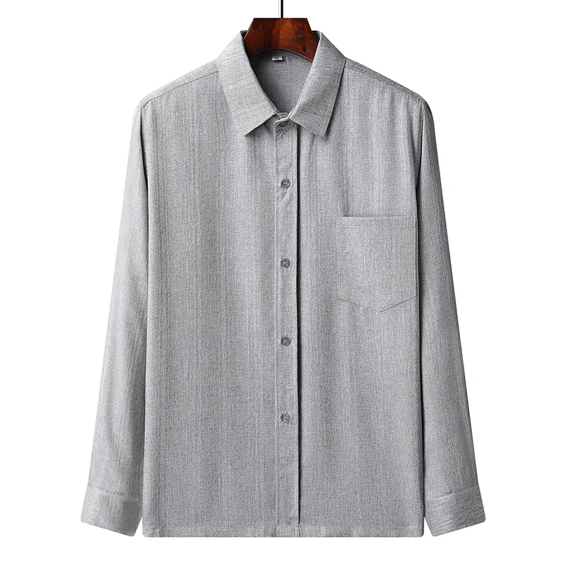 Cotton and Linen Shirt for Men Middle-aged and Elderly Men's Shirt for Spring Loose Elderly Grandpa Clothes Absorbable Sweat