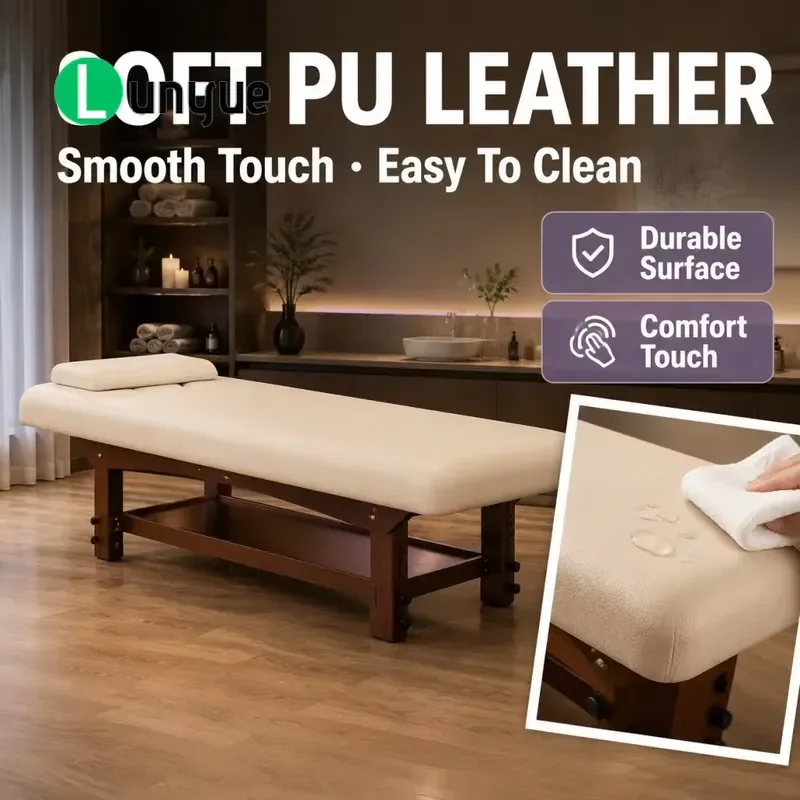 Solid Wood Base Portable Full Body Spa Bed Chinese Massage Table for Living Room Bedroom Hotel Cupping Treatment Durable