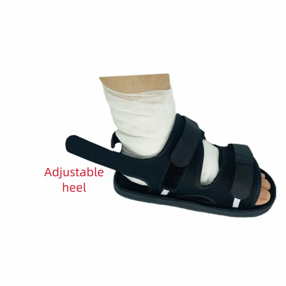 Sapato de gesso ajustável confortável anti skid fratura sapatos fixos dedo do pé aberto respirável fratura andando ajuda pé gota