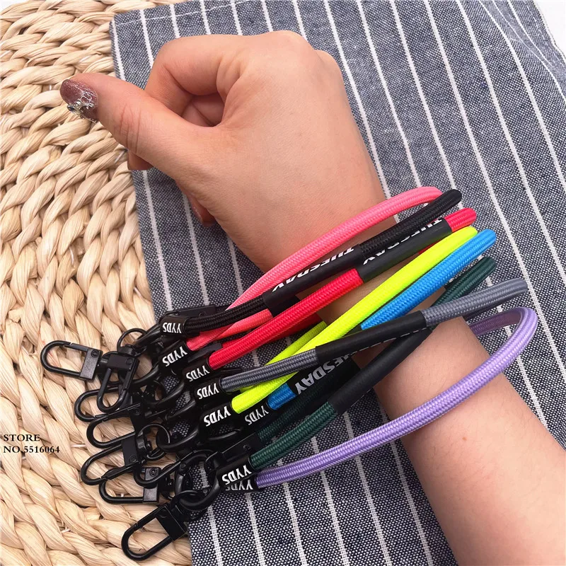 Fluorescent Color Key Chain Metal Clip Buckle Keychains Cell Phone Strap Anti-lost Lanyard Hanging Cord Wrist Strap For Keys