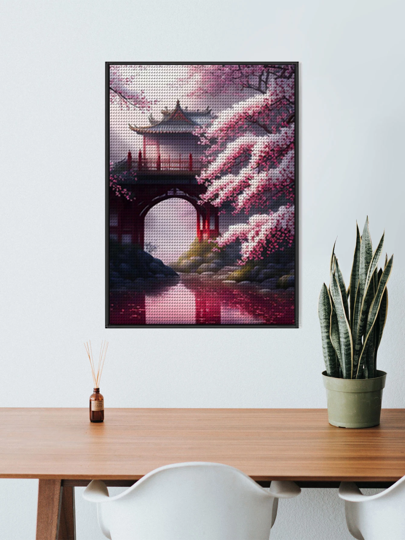 Paysage de fleur de pesca بافيلون شخصية bricolage perceuse كاملة الماس peinture ديكور الماس rond فسيفساء p