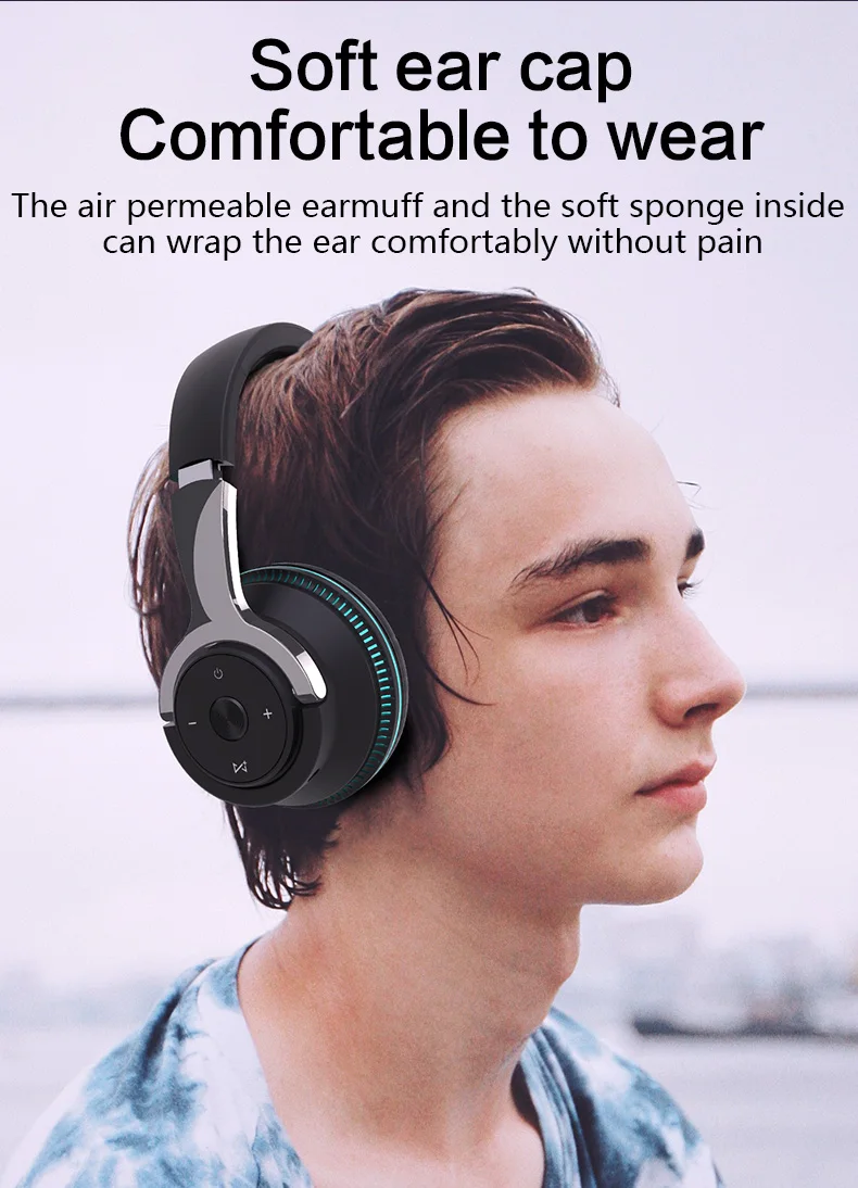 NEWMSNR Heavy Bass สีสันสดใส Gamer ชุดหูฟังหูฟังบลูทูธ Head-mounted ลดเสียงรบกวนหูฟังไร้สายสําหรับ iPhone