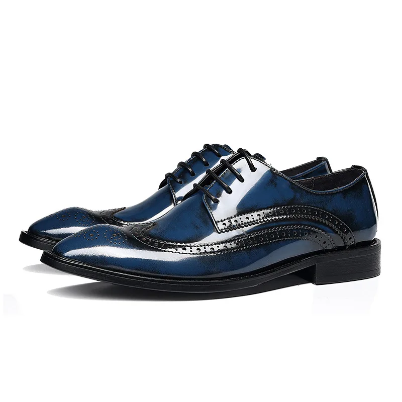 

British Style Men Oxfords Genuine Leather Luxury Office Business High-end Dress Brogue Shoes Flats Fashion Wedding Shoes