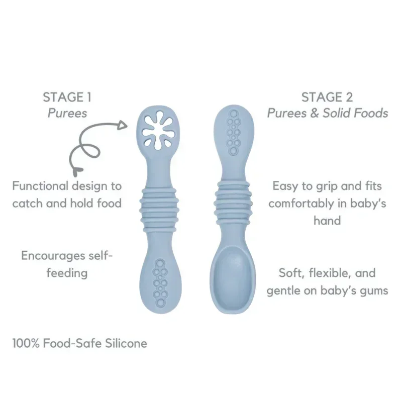 Baby Spoon Silicone Teether Toys Learning Feeding Scoop Training Utensils Newborn Tableware Infant Learning Spoons Teether