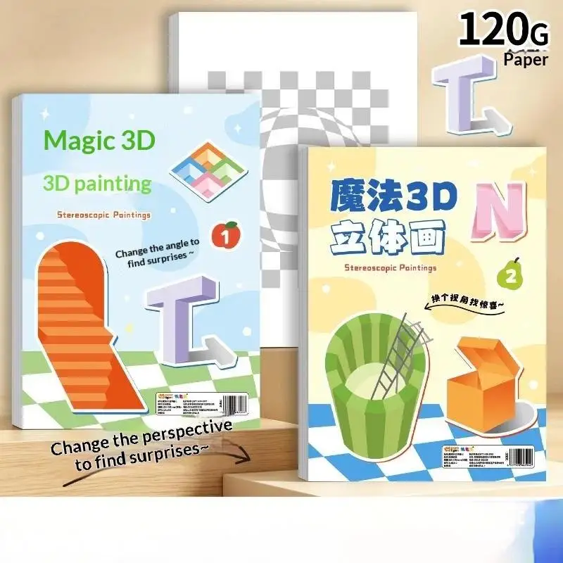 Children 3D Stereo Doodle Sketchbook Non-Toxic Odorless Graffiti Painting Book Boost Kids Art Creativity for Art Learning Class