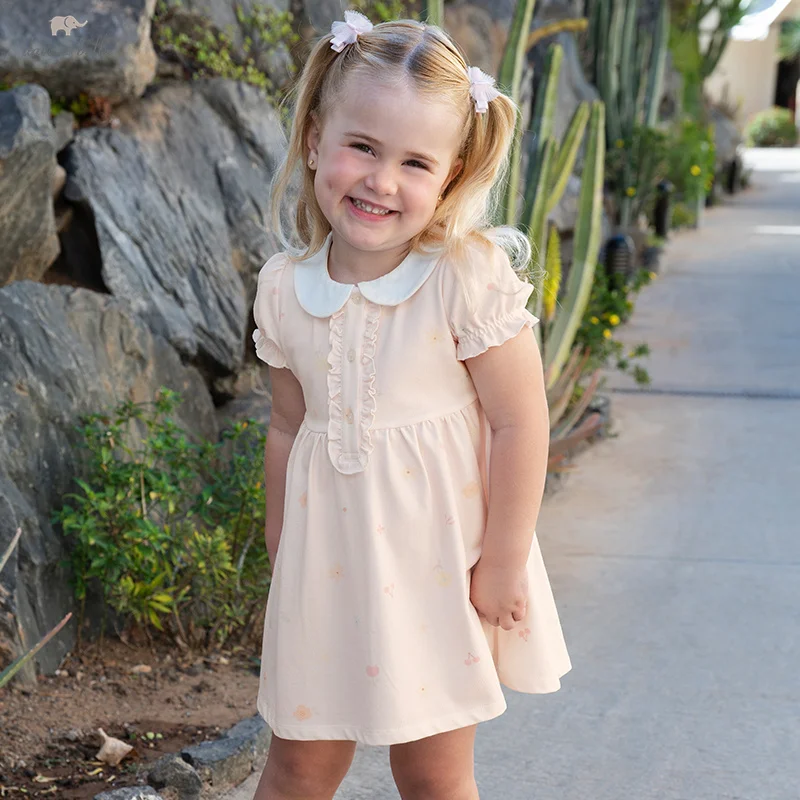 

Dave Bella Girls Cotton Dress Autumn Spring Short Sleeve Kids Gentle Soft Dresses Outdoor Pink Sweet Children Clothing DB2252215