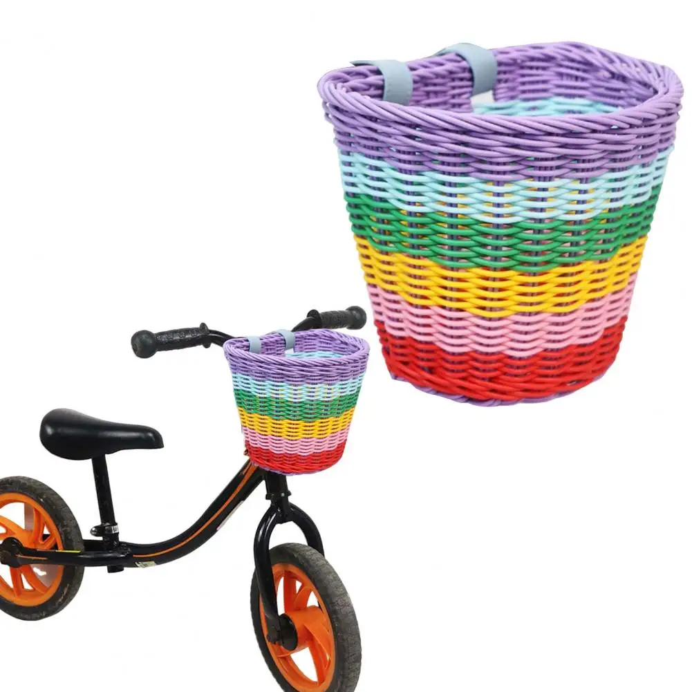 Hand Woven Bicycle Basket  Hollow Children Bike Tricycle Scooter Storage Handlebar Bike Basket Toddler Tricycle Front Baskets