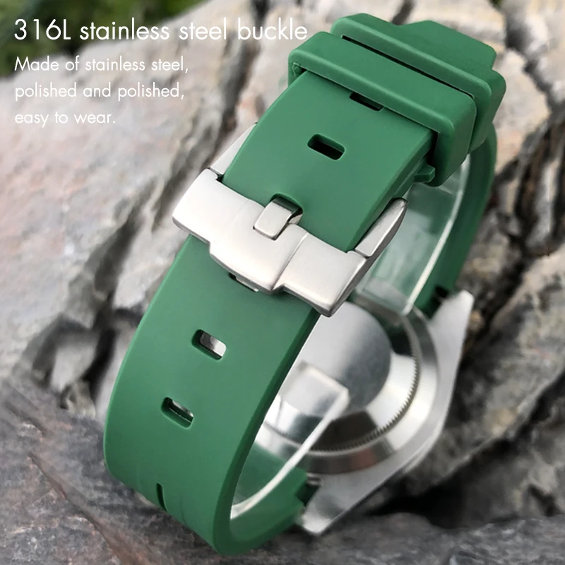 20mm 19mm Rubber Watchbands fit for Role Submariner GMT Rolex Certina Tissot Seamaster Longines 21mm 22mm Silicone Watch Strap