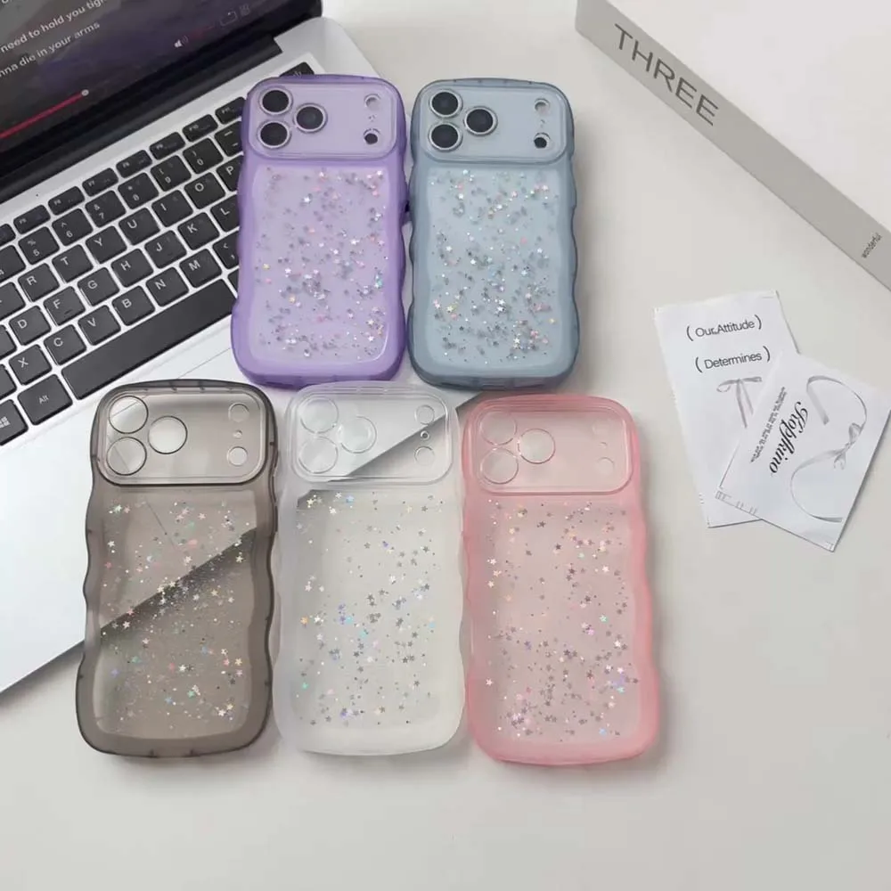 آيفون 17 الهواء 17 برو ماكس 17 برو آيفون 17 حافظة لطيف واضح بالتنقيط الغراء ستار شل مجعد موجة الهجين للصدمات غطاء ناعم Funda #2