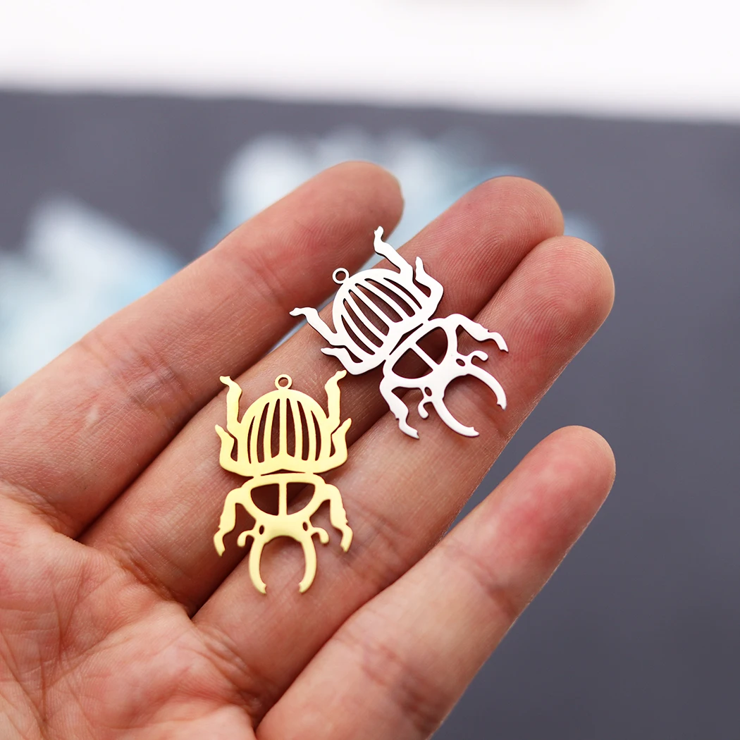 3pcs Stainless Steel Beetle Charms Ancient Egyptian Scarab Insect Pendant for DIY Jewelry Making Earrings Necklace Accessories