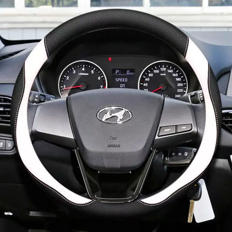 

Leather Car Steering Wheel Cover for Hyundai I30 Tucson Nx4 I20 Ix35 Accent I10 Getz Kona I40 Elantra H1 I30n Santa Fe Veloster