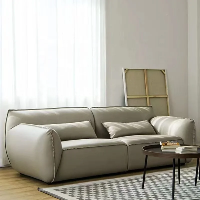 Modern minimalist design 2 seat couch customized leather living room sofa set furniture