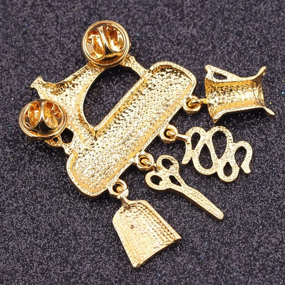 حقيبة الملابس والاكسسوارات المعدنية للنساء شماعات دبابيس ماكينة خياطة بروش دعوى طوق دبابيس المينا بروش #4