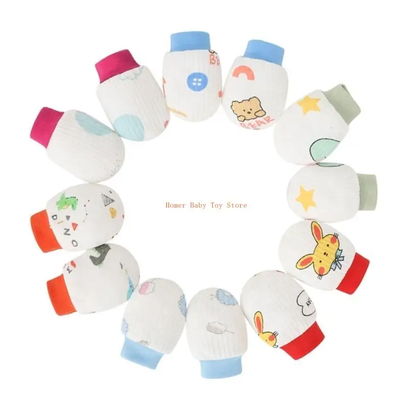 

J0PF 2 Pair Baby Newborn Soft Cotton Face for Protection Gloves Foot Cover Set Anti Scratch Mittens Socks for Toddlers Boys