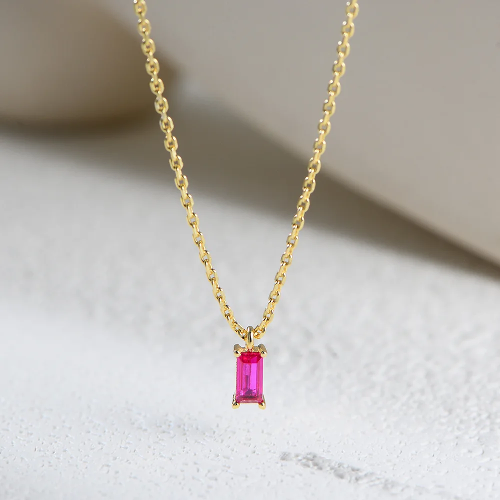 

Withered Jewelry Necklace Necklaces For Women S925 Pure Silver Square Zircon Necklace Simple Pendant Collarbone Chain For Women