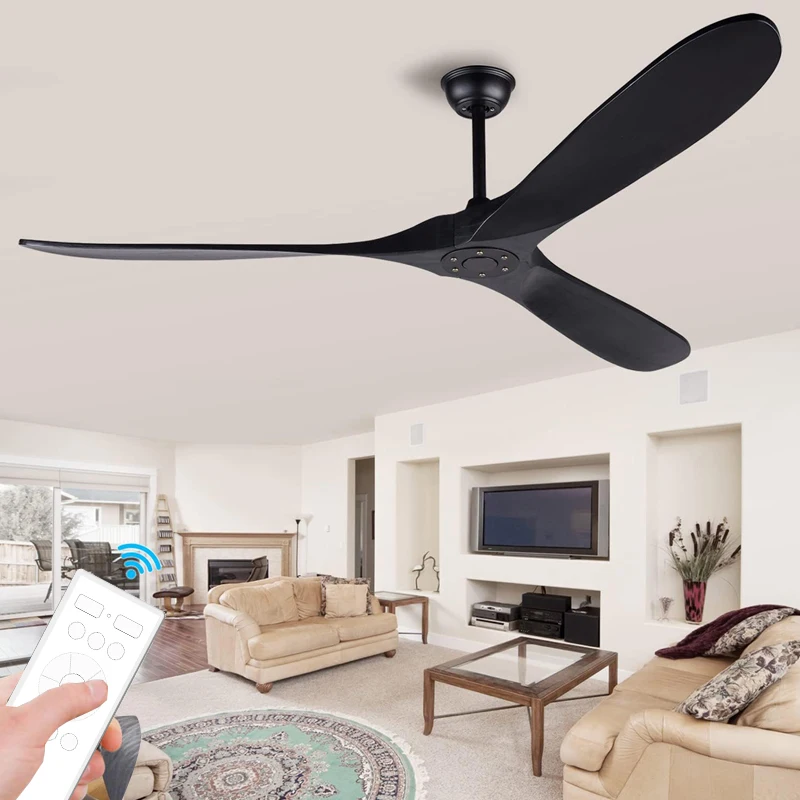 American Style Solid Wood Retro Ceiling Fan, Nordic Living Room, Dining Room, Industrial Variable Frequency 110V Electric Fan