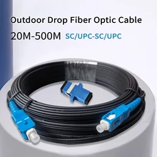 Outdoor Drop Fiber Optic Cable 20M-500M FTTH SC/UPC-SC/UPC Single Mode Fiber Optic Patch Cord Cable Fiber Optic Extension Cable
