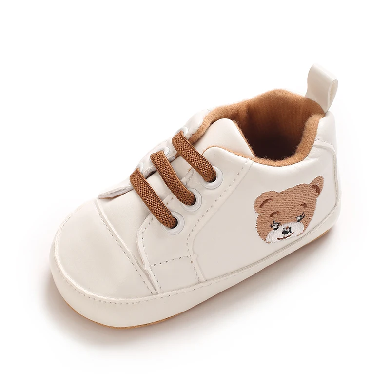 Frühlings- und Herbst-Babyschuhe, Lauflernschuhe, niedlicher Bär, 0-18 Monate, Babyschuhe, lässige, weiche Stoffsohle, weiße Schuhe, Sportschuhe – Detail 6