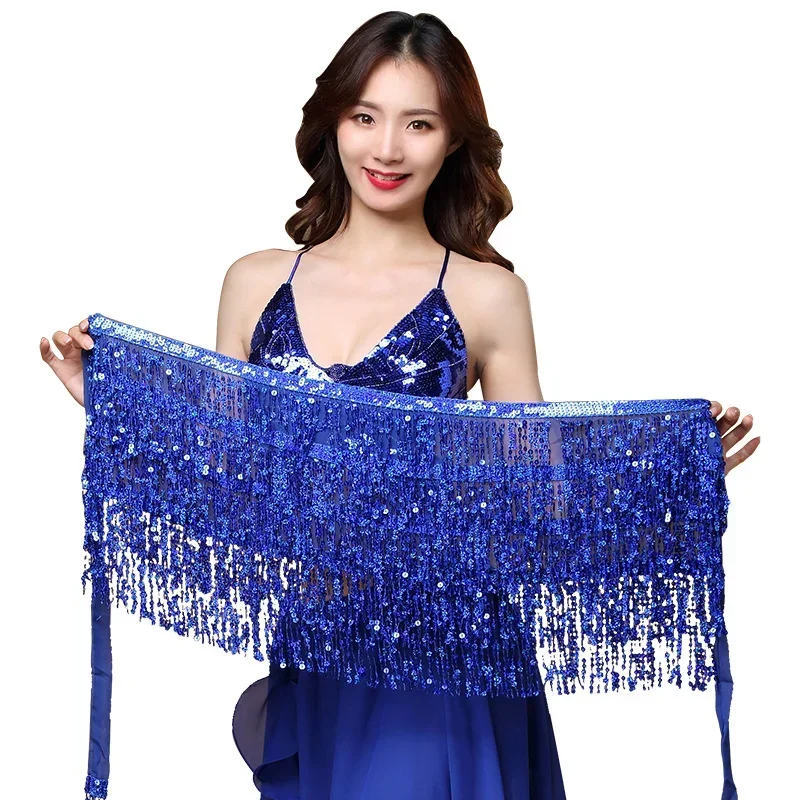 Women Bellydance Clothing Accessories Tassel Belts Strips Rectangle Belly Dance Hip Scarf Sequins Fringes Belt