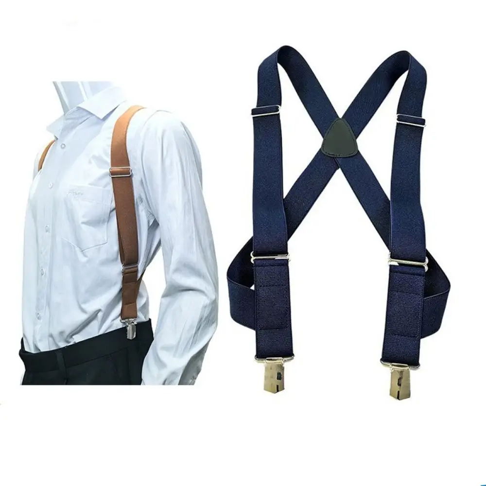 Bretelle da uomo 3.5x120cm con clip, elastiche e regolabili a X, 2 clip, antiscivolo, accessori per abito