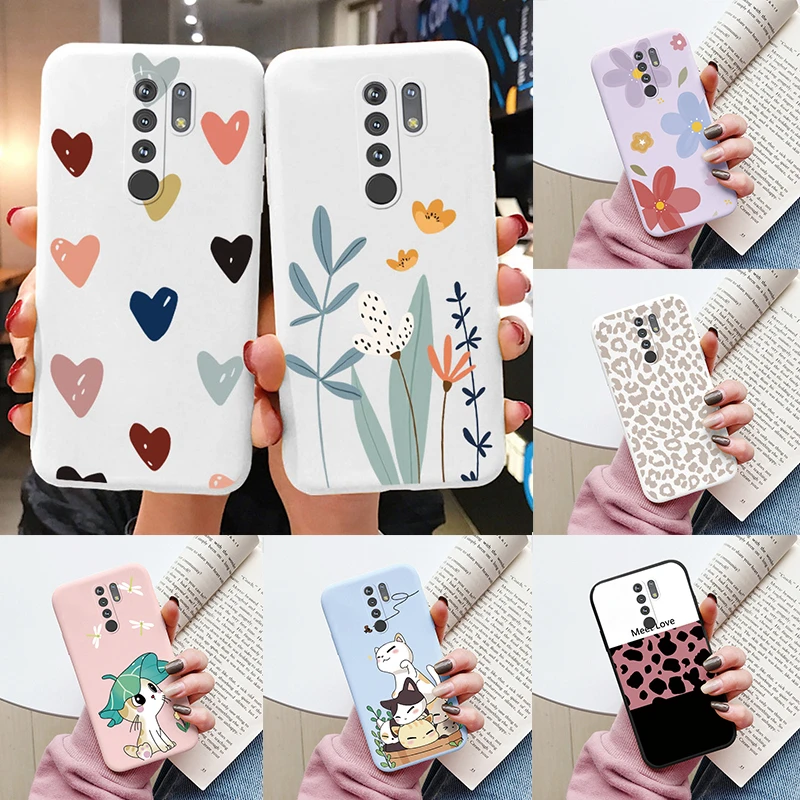 Heart Flower Case For Redmi 9 Phone Cover Cute Silicone Shockproof Soft Coque For Redmi 9 Redmi9 Shell Cartoon Lovely Matte Bags