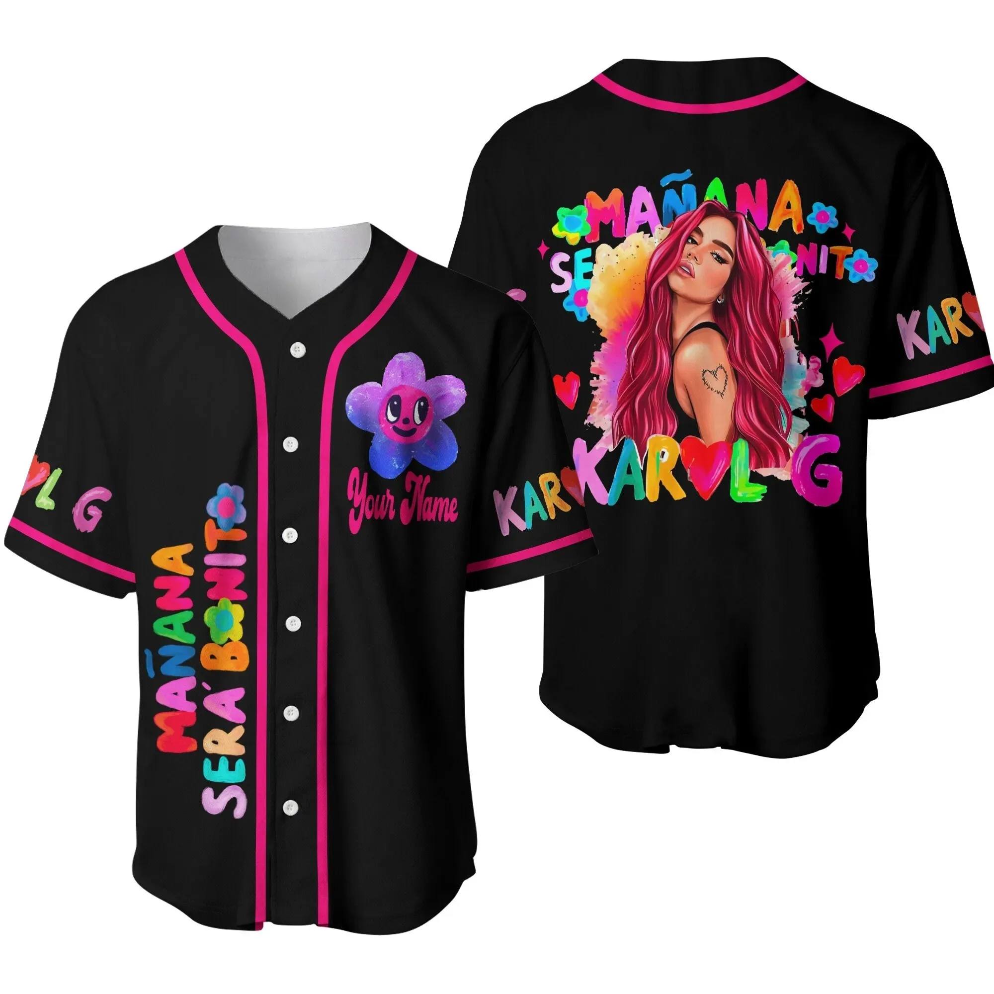 Karol-Camiseta de beisbol para hombre y mujer, camisa de manga corta, informal para uso diario, loiro e loiro