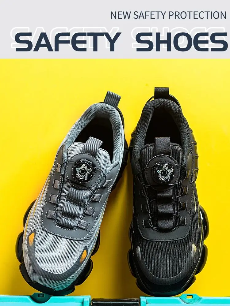 Steel Toe Sicherheitsschuhe Schwarz für Männer Leichte Sicherheit Schutzstiefel Männer Mode Sicherheit Sneakers Anti-Smash Anti-Puncture Bequeme Arbeitsschuhe Bau Industrielle Arbeitssicherheit
