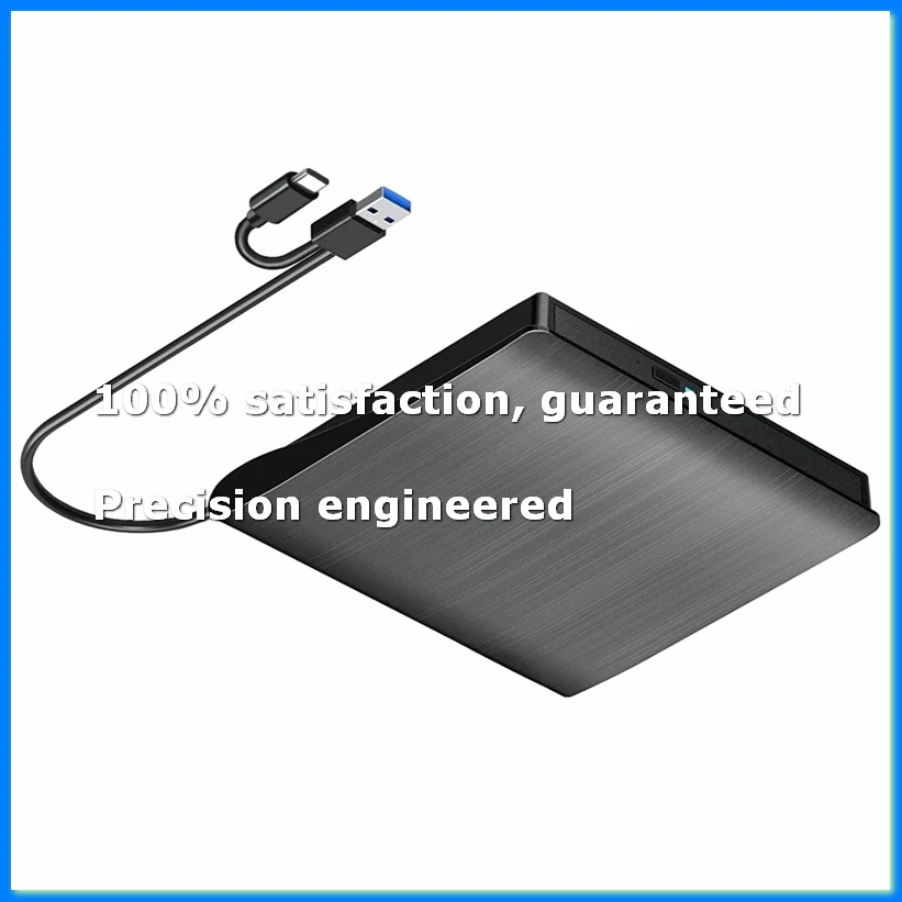 External CD DVD +/-RW Drive, USB 3.0 & USB-C Portable CD & DVD ROM Burner Player Reader Writer Rewriter Disc Drive,Black-ABAM