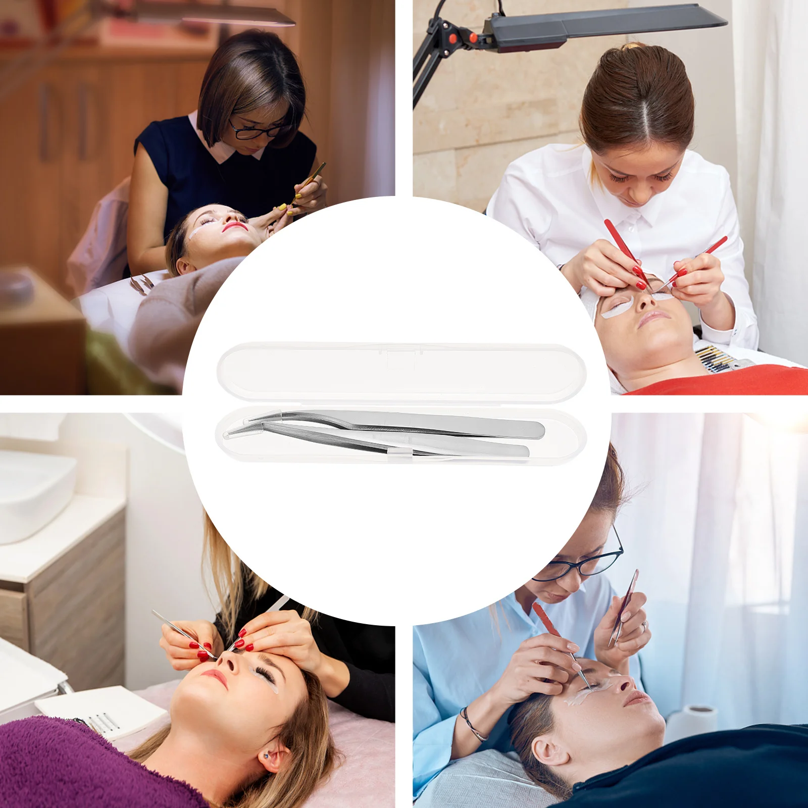 2Pcs Wimpern Pfropfen Pinzette Edelstahl Ellenbogen Design Falsche Wimpern Verlängerung Schönheit Salon Liefert Professionelle Werkzeug