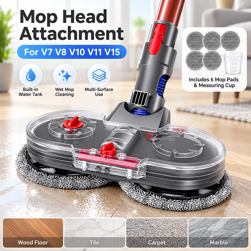 Moppaufsatz für Dyson V7 V8 V10 V11 V15 Staubsauger mit Abnehmbarem Wassertank und Wiederverwendbaren Mopp-Pads