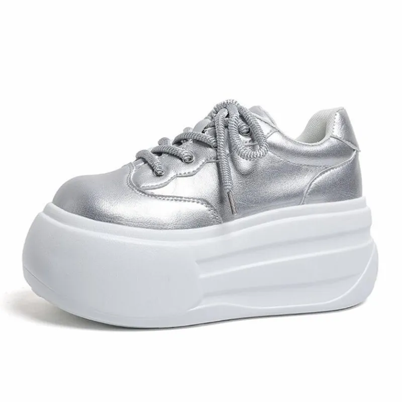 7.5cm Air Mesh Micrifiber Synthetic Leather NEW Spring Summer Chunky Sneakers Breathable Platform Wedge Women Vulcanize Shoes
