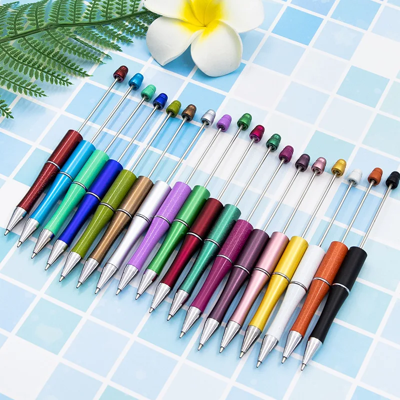 5pcs/lot Plastic Beadable Pen DIY Beaded Crystal Ballpoint Pens  New Wedding Favors Birthday Party Gifts Student Stationery