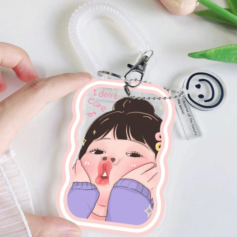 Dudu Mouth Girl Pattern Wave Transparent Card Holder for Student Bus Card Meal Card Protection Case Kpop Photocard Holder Ect.