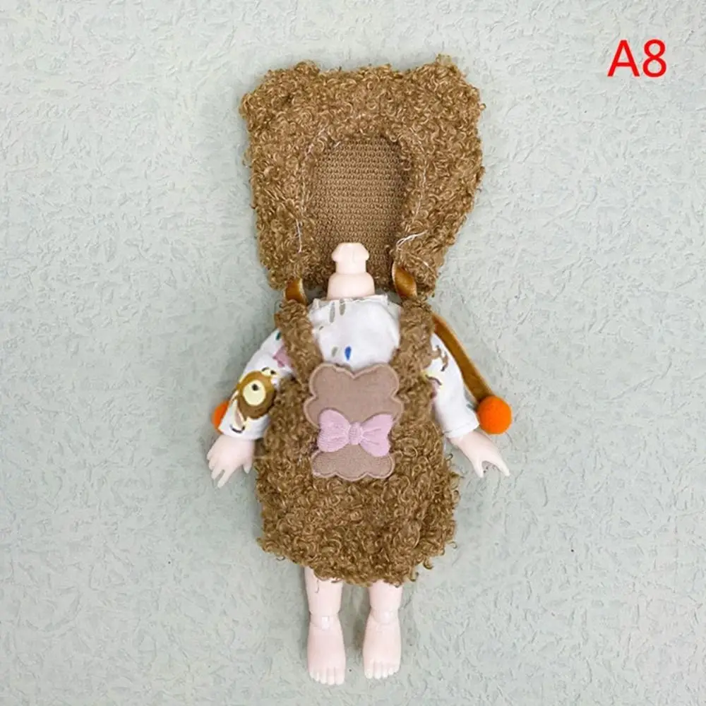 Traje de repuesto para muñeca de 16cm, traje con parche de felpa, falda dulce, falda de vestir de invierno, ropa DIY de 16-17cm