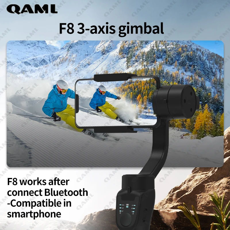 QAML F8 Handheld 3-Axis Gimbal Phone Holder Anti Shake Video Record Stabilizer for Xiaomi iPhone Cellphone Smartphone