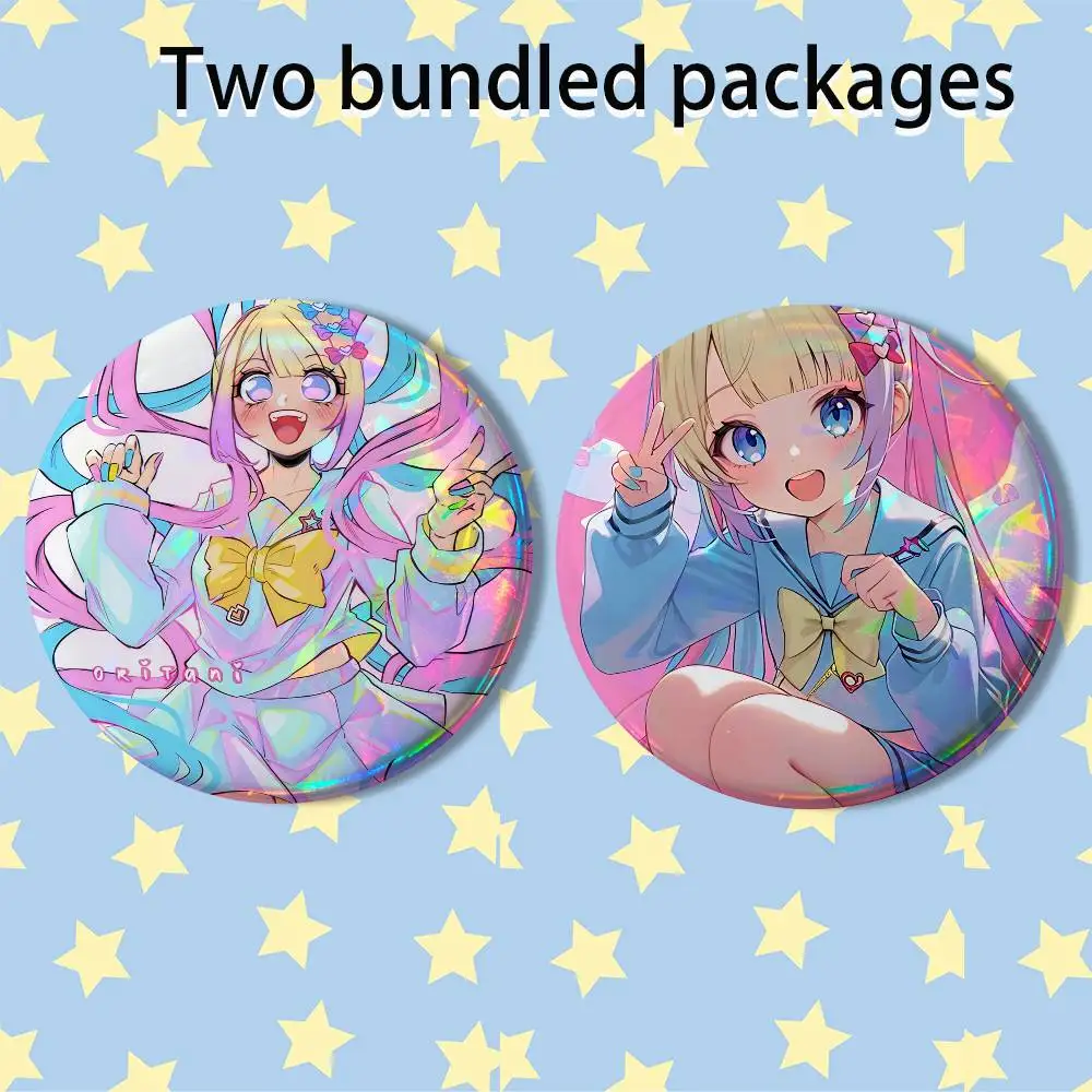 cute P-chan KAngel  Ame-chan 2 piece set Badges On Backpack Jacket Cartoon Round Brooches Acrylic Button Pins Collection Gifts